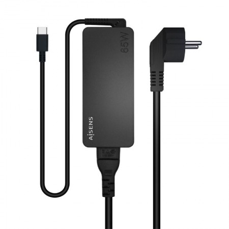 Cargador de Portátil Aisens ASCH-1PD65D-BK/ 1xUSB Tipo-C/ 65W/ Automatico/ Voltaje 5-20V