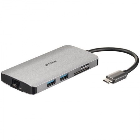Docking USB Tipo-C D-Link DUB-M810/ 3xUSB/ 1xUSB Tipo-C/ 1xThunderbolt/ 1xHDMI 4K/ 1xRJ45/ 1xLector tarjetas/ Gris