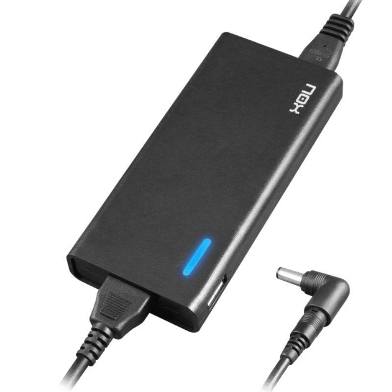 Cargador de Portátil Nox NXPWR90NB/ 1xUSB/ 90W/ Automático/ 10 Conectores/ Voltaje 15-20V