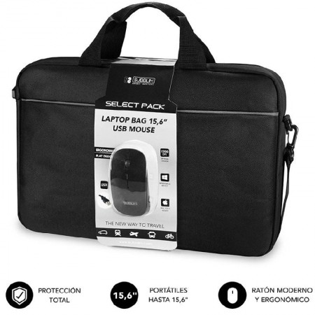 Maletín + Ratón Subblim Select Pack para Portátiles hasta 15.6'/ Cinta para Trolley/ Negro