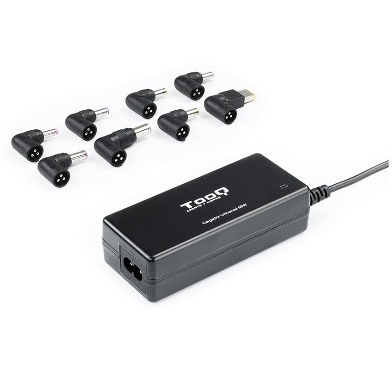 Cargador de Portátil TooQ TQLC-65BS02AT/ 65W/ 1xUSB/ Automático/ 8 Conectores/ Voltaje 18.5-20V/ 1 USB