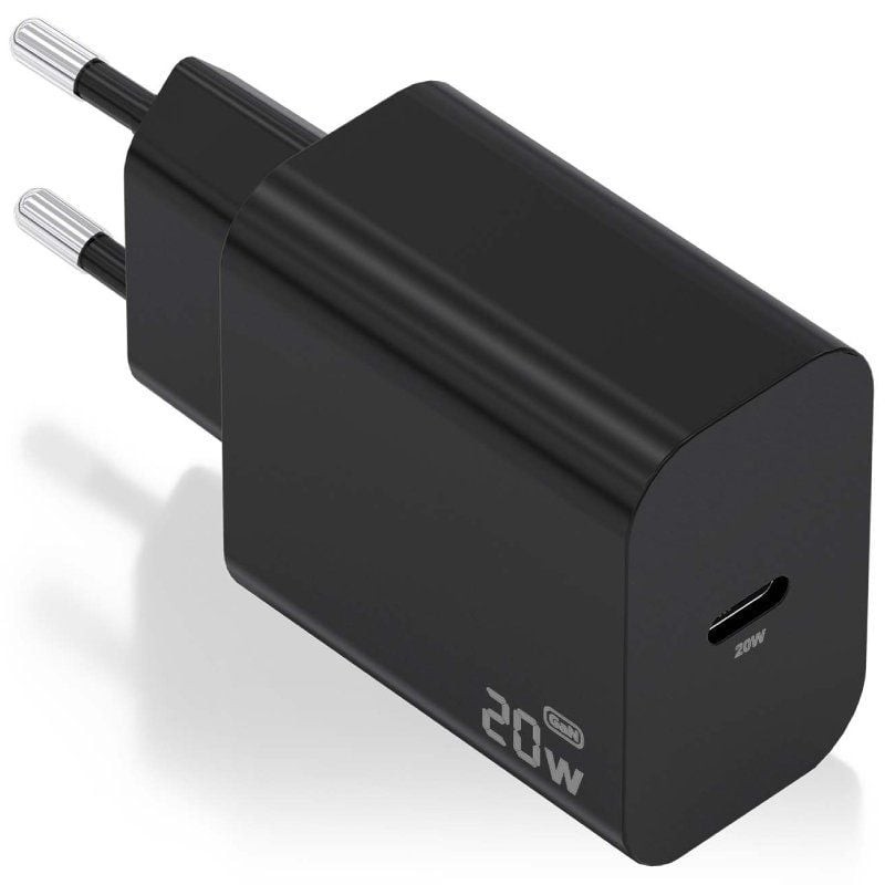 Cargador de Pared GaN Aisens A110-0939/ 1xUSB Tipo-C/ 20W/ Negro