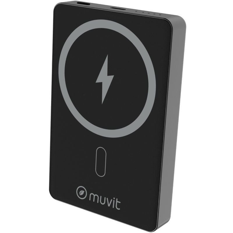 Powerbank 10000mAh Muvit For Change MCCHP0010/ 20W/ Wireless/ Negra/ Incluye Cable USB Tipo-C