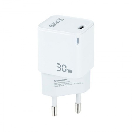 Cargador de Pared GaN TooQ TQWC-GANPD30WT/ 1xUSB Tipo-C/ 30W