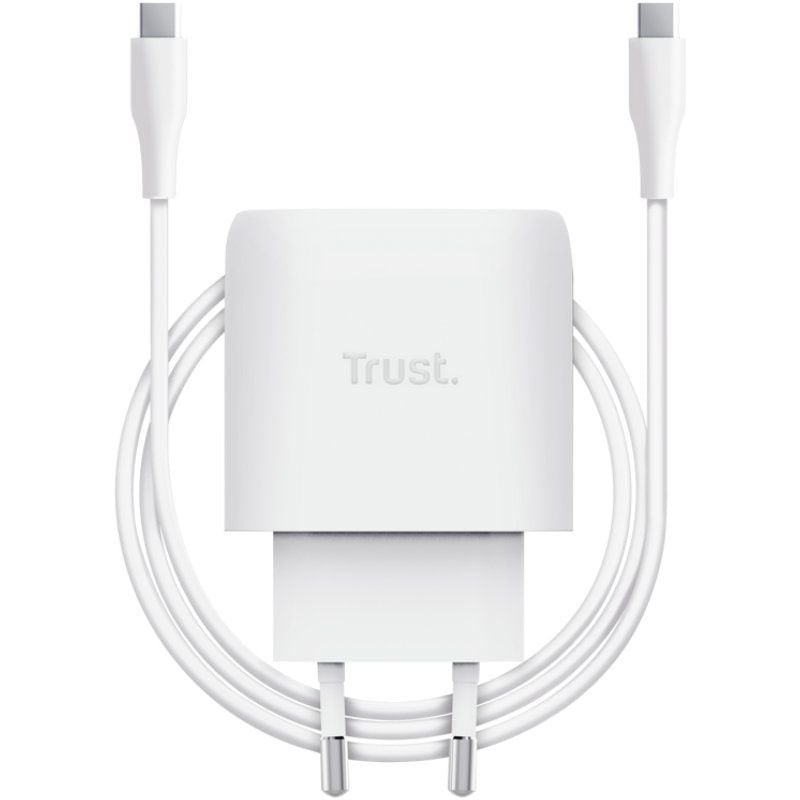 Cargador de Pared GaN Trust Maxo 45W/ 1xUSB Tipo-C/ Incluye Cable USB Tipo-C/ 45W