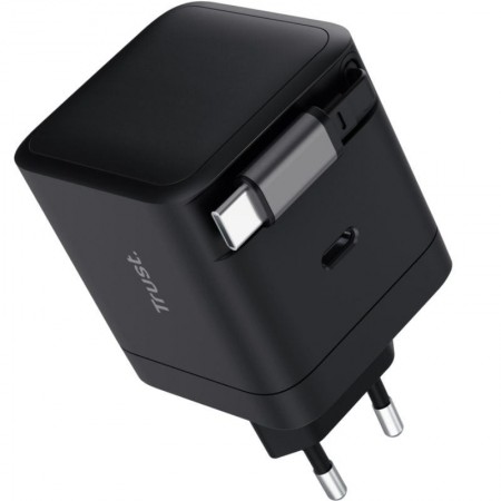 Cargador de Pared Trust Maxo 65W/ 1xUSB Tipo-C/ Incluye Cable USB Tipo-C Retráctil/ 65W