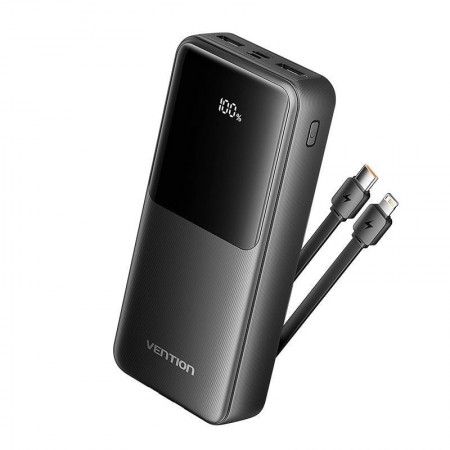 Powerbank 20000mAh Vention FHPB0/ 22.5W/ Negra/ Incluye Cable USB Tipo-C y Lightning