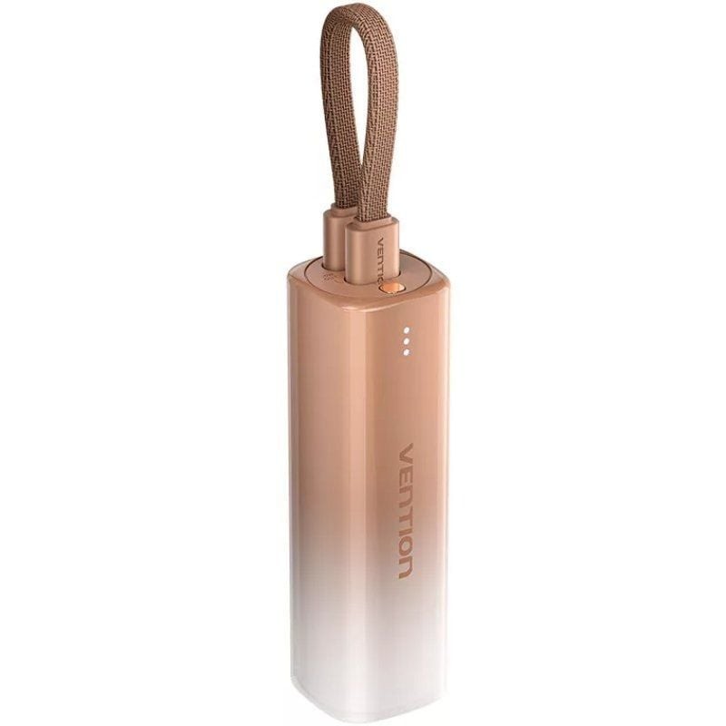 Powerbank 5000mAh Vention FHWJ0/ 20W/ Dorado/ Incluye Cable USB Tipo-C y Lightning