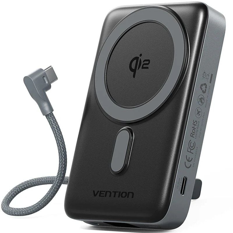Powerbank 10000mAh Vention FKHH0/ 35W/ Wireless/ Gris/ Incluye Cable USB Tipo-C