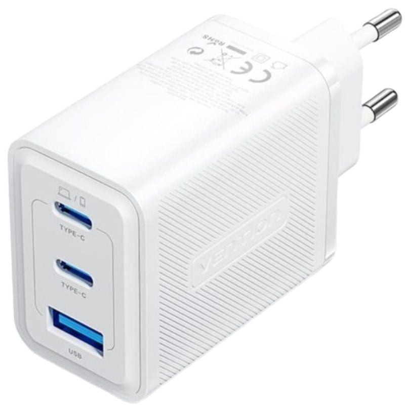 Cargador de Pared GaN Vention FERW0-EU/ 2xUSB Tipo-C/ 1xUSB/ 65W
