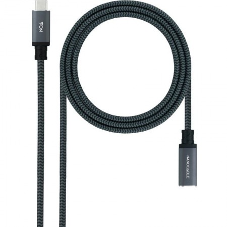 Cable Alargador USB Tipo-C 3.2 Nanocable 10.01.4501-COMB/ USB Tipo-C Macho - USB Tipo-C Hembra/ 1m/ Negro