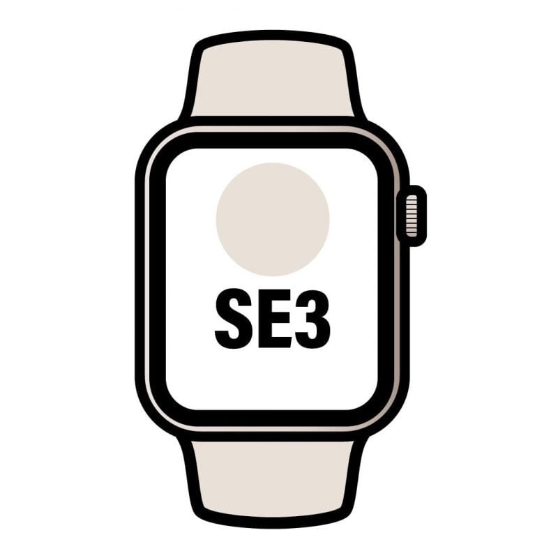 Apple Watch SE3/ GPS/ Cellular/ 40mm/ Caja de Aluminio Blanco Estrella/ Correa Deportiva Blanco Estrella S/M