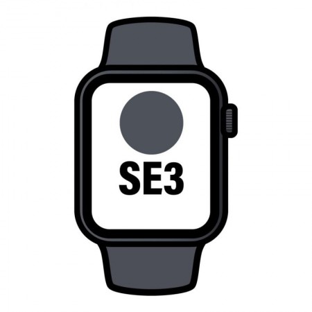 Apple Watch SE3/ GPS/ 44mm/ Caja de Aluminio Medianoche/ Correa Deportiva Negra M/L