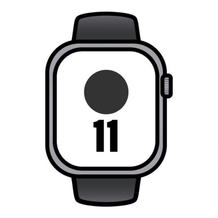 Apple Watch Series 11/ GPS/ 46mm/ Gris Espacial/ Correa Deportiva Negra (S/M)