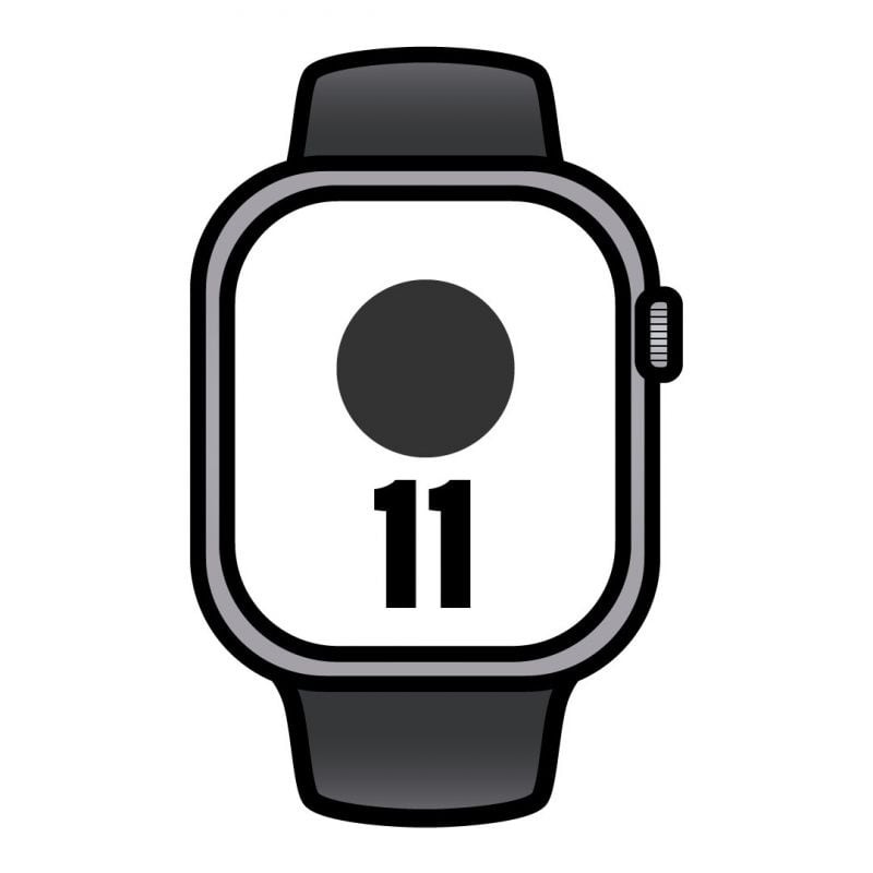 Apple Watch Series 11/ GPS/ Cellular/ 42mm/ Gris Espacial/ Correa Deportiva Negra (S/M)