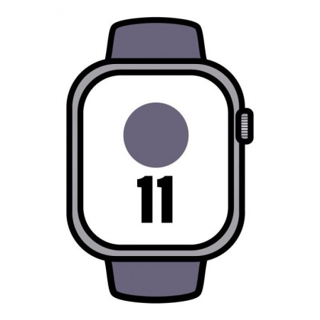 Apple Watch Series 11/ GPS/ Cellular/ 46mm/ Aluminio Plata/ Correa Deportiva Niebla Lila S/M