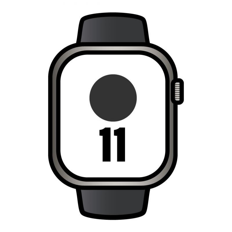 Apple Watch Series 11/ GPS/ Cellular/ 46mm/ Titanio Negro Pizarra/ Correa Deportiva Negra S/M