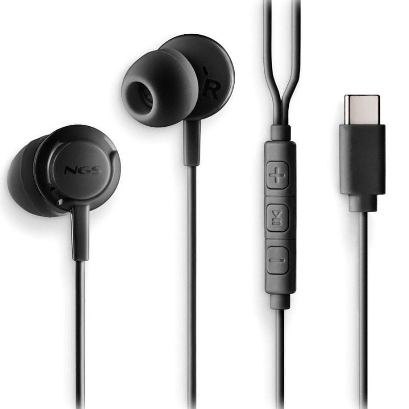 Auriculares Intrauditivos NGS Cross Step/ con Micrófono/ USB Tipo-C/ Negros