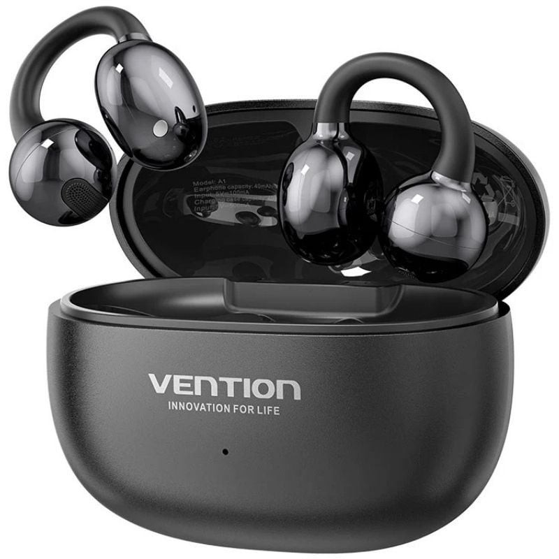 Auriculares Bluetooth Vention Echo Clip A11 Pro con estuche de carga/ Autonomía 6h/ Negro