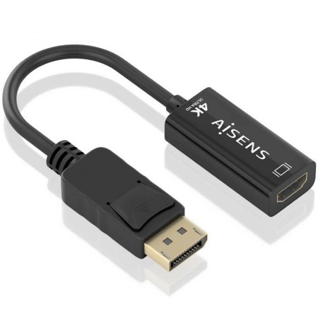 Conversor Aisens A125-0905/ DisplayPort Macho - HDMI Hembra/ 15cm/ Negro