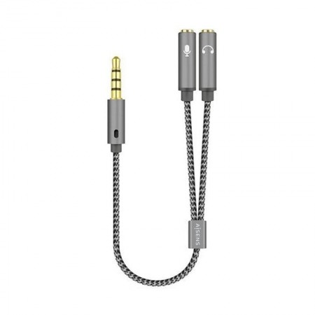 Cable Estéreo Aisens A128-0415/ Jack 3.5 Macho - 2x Jack 3.5 Hembra/ 25cm/ Gris