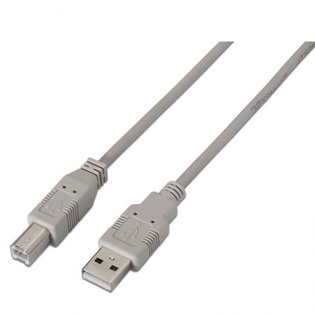 Cable USB 2.0 Impresora Aisens A101-0002/ USB Tipo-B Macho - USB Macho/ 1.8m/ Beige
