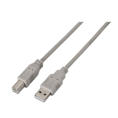 Cable USB 2.0 Impresora Aisens A101-0001/ USB Tipo-B Macho - USB Macho/ 1m/ Beige