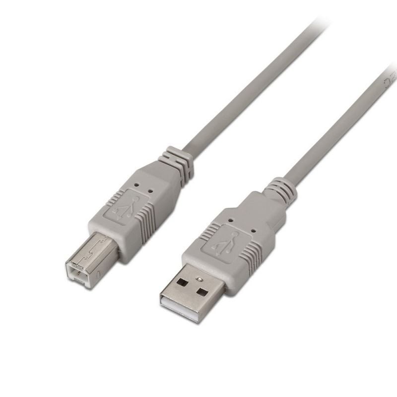 Cable USB 2.0 Impresora Aisens A101-0004/ USB Tipo-B Macho - USB Macho/ 4.5m/ Beige