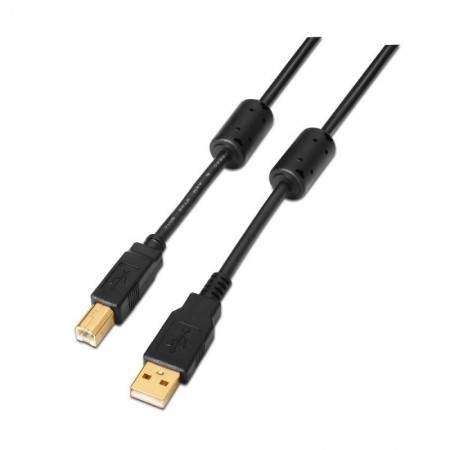 Cable USB 2.0 Impresora Aisens A101-0010/ USB Tipo-B Macho - USB Macho/ 3m/ Negro