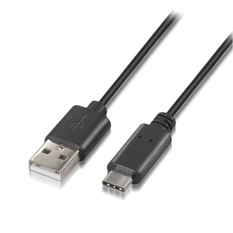 Cable USB 2.0 Tipo-C Aisens A107-0050/ USB Tipo-C Macho - USB Macho/ 480Mbps/ 50cm/ Negro