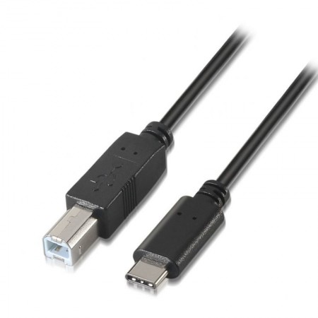 Cable USB 2.0 Impresora Aisens A107-0053/ USB Tipo-C Macho - USB Tipo-B Macho/ 480Mbps/ 1m/ Negro