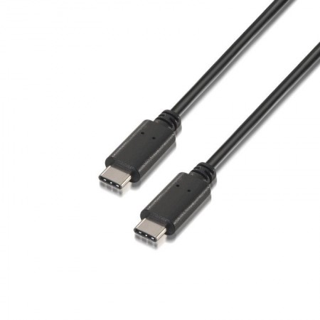 Cable USB 2.0 Tipo-C Aisens A107-0056/ USB Tipo-C Macho - USB Tipo-C Macho/ 480Mbps/ 1m/ Negro