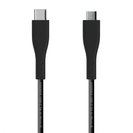 Cable USB 2.0 Aisens A107-0349/ USB Tipo-C Macho - MicroUSB Macho/ 480Mbps/ 1m/ Negro