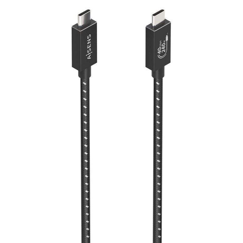Cable USB 4.0 Tipo-C Aisens A156-0867/ USB Tipo-C Macho - USB Tipo-C Macho/ Hasta 240W/ 40Gbps/ 1m/ Gris