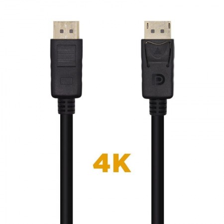 Cable DisplayPort 1.2 4K Aisens A124-0455/ DisplayPort Macho - DisplayPort Macho/ 1m/ Negro