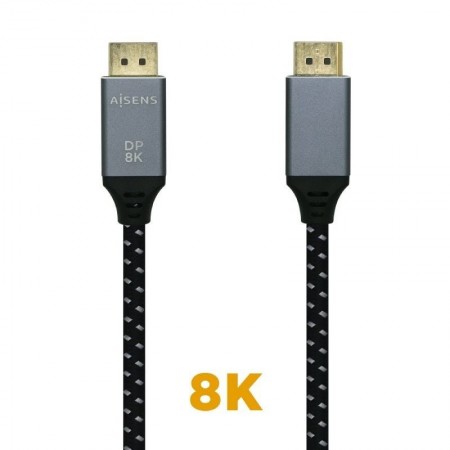 Cable DisplayPort 1.4 8K Aisens A149-0438/ DisplayPort Macho - DisplayPort Macho/ 3m/ Negro Gris