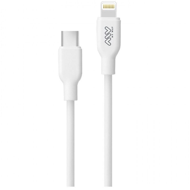 Cable USB 2.0 Tipo-C Lightning Myway MWUSC0023/ USB Tipo-C Macho - Lightning Macho/ Hasta 20W/ 480Mbps/ 1m/ Blanco