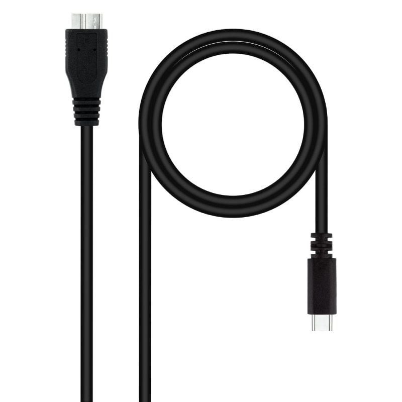 Cable USB 3.0 Tipo-C Nanocable 10.01.1201-BK/ USB Tipo-C Macho - MicroUSB Macho/ 5Gbps/ 1m/ Negro