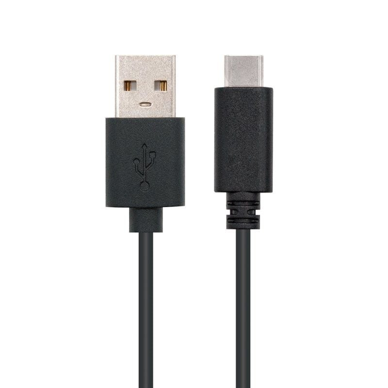 Cable USB 2.0 Tipo-C Nanocable 10.01.2100/ USB Tipo-C Macho - USB Macho/ 480Mbps/ 50cm/ Negro