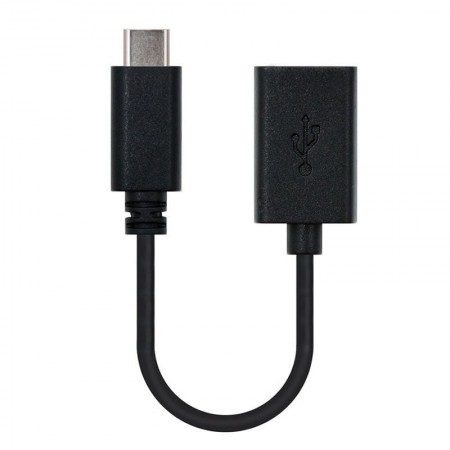 Cable USB 2.0 Tipo-C Nanocable 10.01.2400/ USB Tipo-C Macho - USB Hembra/ 480Mbps/ 15cm/ Negro