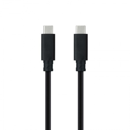 Cable USB 3.1 Tipo-C Nanocable 10.01.4100/ USB Tipo-C Macho - USB Tipo-C Macho/ Hasta 100W/ 10Gbps/ 50cm/ Negro