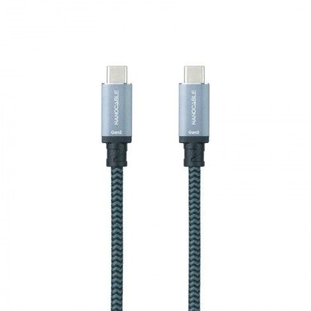 Cable USB 3.1 Tipo-C Nanocable 10.01.4102-COMB/ USB Tipo-C Macho - USB Tipo-C Macho/ Hasta 100W/ 10Gbps/ 2m/ Gris y Negro