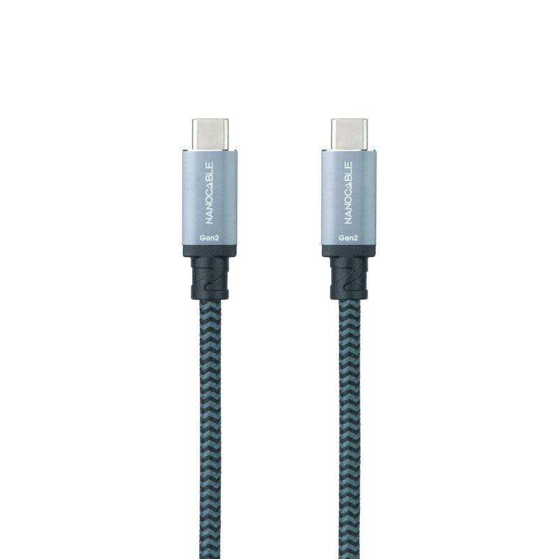 Cable USB 3.1 Tipo-C Nanocable 10.01.4102-COMB/ USB Tipo-C Macho - USB Tipo-C Macho/ Hasta 100W/ 10Gbps/ 2m/ Gris y Negro