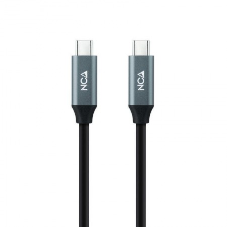 Cable USB 3.2 Tipo-C Nanocable 10.01.4301 5A 100W/ USB Tipo-C Macho - USB Tipo-C Macho/ Hasta 100W/ 20Gbps/ 1m/ Gris y Negro