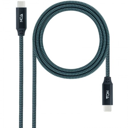 Cable USB 3.2 Tipo-C Nanocable 10.01.4301-COMB/ USB Tipo-C Macho - USB Tipo-C Macho/ Hasta 100W/ 20Gbps/ 1m/ Gris y Negro