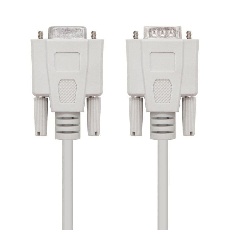 Cable Serie NULL Modem Nanocable 10.14.0502/ DB9 Macho - DB9 Hembra/ 1.8m/ Beige