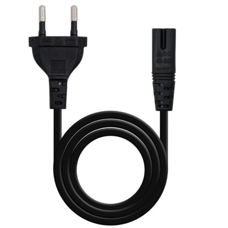 Cable Alimentación Forma 8 Nanocable 10.22.0402-L200/ CEE7/16 Macho - C7 Hembra/ 2m/ Negro