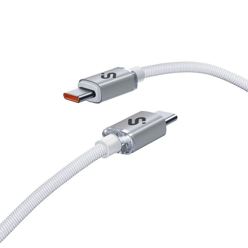 Cable USB 2.0 Tipo-C Subblim Optimus/ USB Tipo-C Macho - USB Tipo-C Macho/ Hasta 60W/ 480Mbps/ 1m/ Blanco