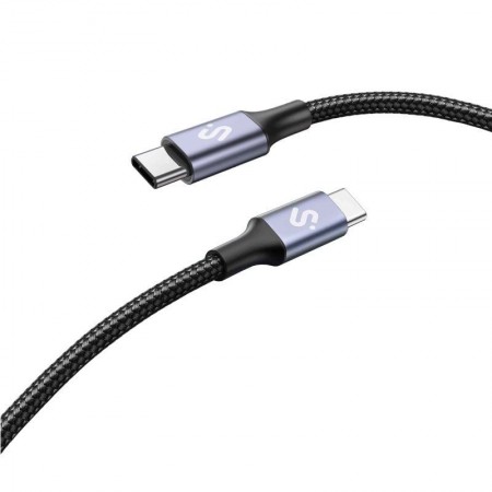 Cable USB 2.0 Tipo-C Subblim Plus/ USB Tipo-C Macho - USB Tipo-C Macho/ Hasta 100W/ 480Mbps/ 2m/ Negro