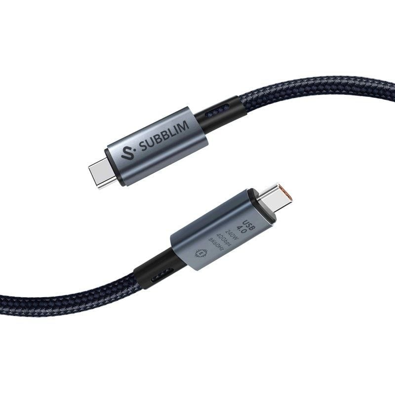 Cable USB 4.0 Tipo-C Subblim Cable High/ USB Tipo-C Macho - USB Tipo-C Macho/ Hasta 240W/ 40Gbps 1.5m/ Negro